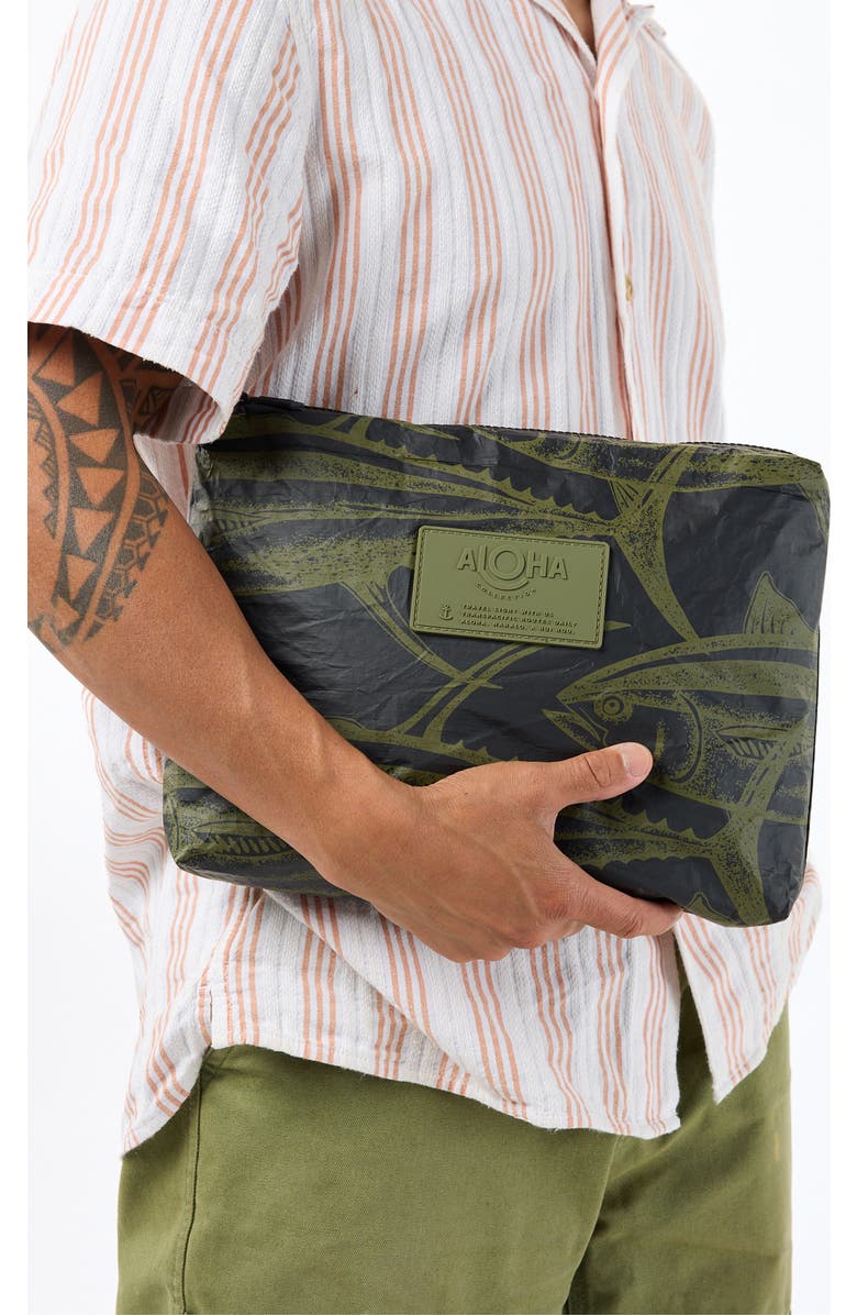Aloha Collection Mid Ahi Water Resistant Tyvek<sup>®</sup> Zip Pouch, Alternate, color, Olive/ Black
