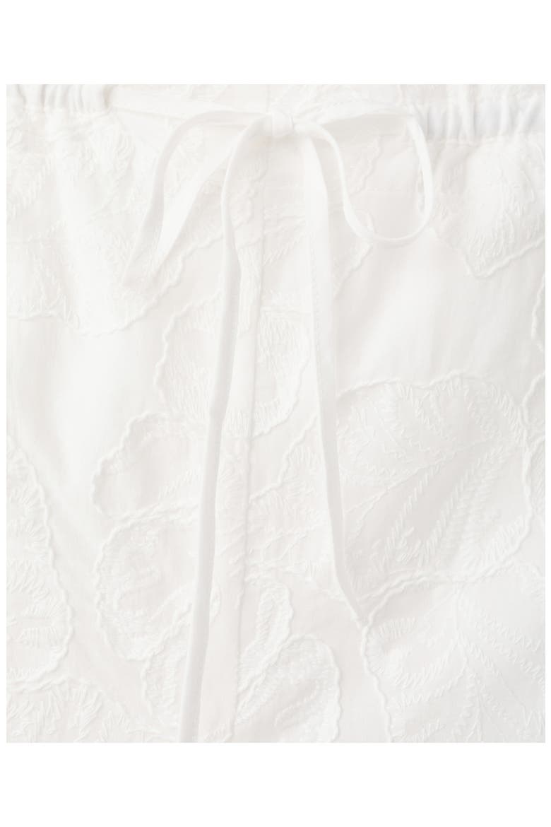 Floral Jacquard Cotton Drawstring Ankle Pants, Alternate, color, WHITE