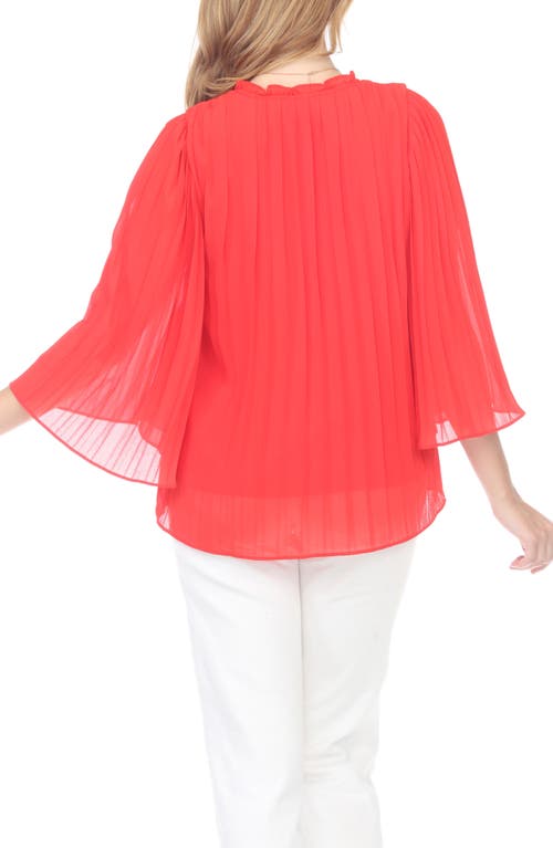 Rain And Rose Pleated Top In Poppy Red