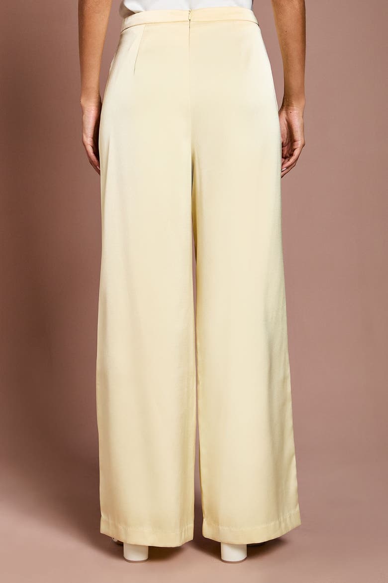Satin High-Waist Flare Trousers, Alternate, color, Lemon