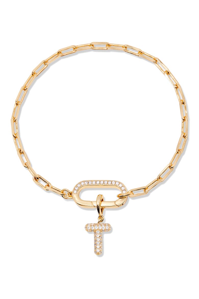 Petra Initial Charm Bracelet, Main, color, GOLD T