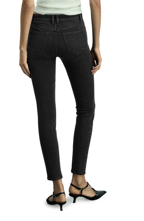 Mango Newisa Mid Rise Skinny Jeans In Black Denim