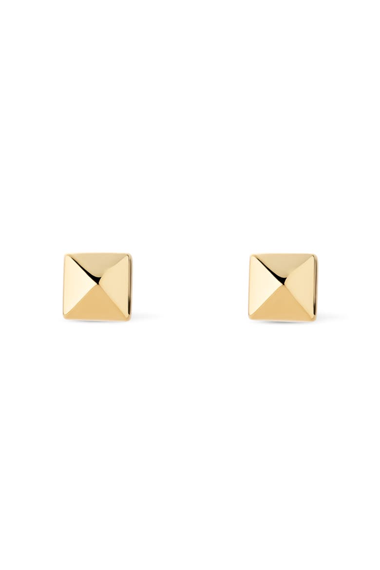 Solid Yellow Gold - Pyramid Studs, Main, color, Gold