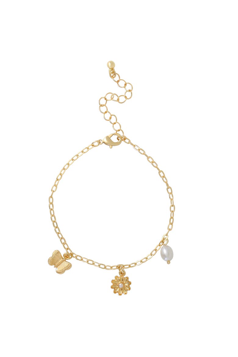 Stackable Beaded and Charm Bracelets for Women 5-Piece Set, Alternate, color, Gold-Tone