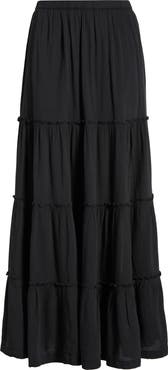 BP. Tiered Linen Blend Crinkled Gauze Maxi Skirt