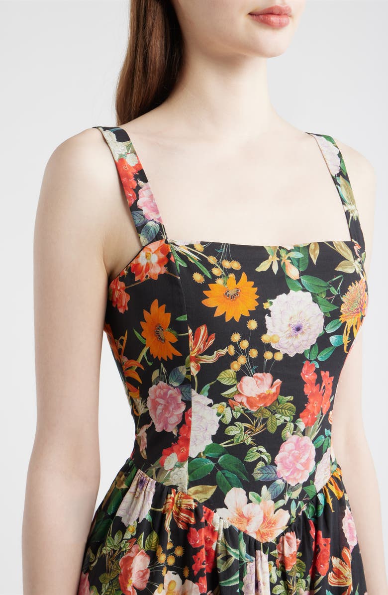 Julia Jordan Floral Basque Waist Sundress, Alternate, color, Black Multi
