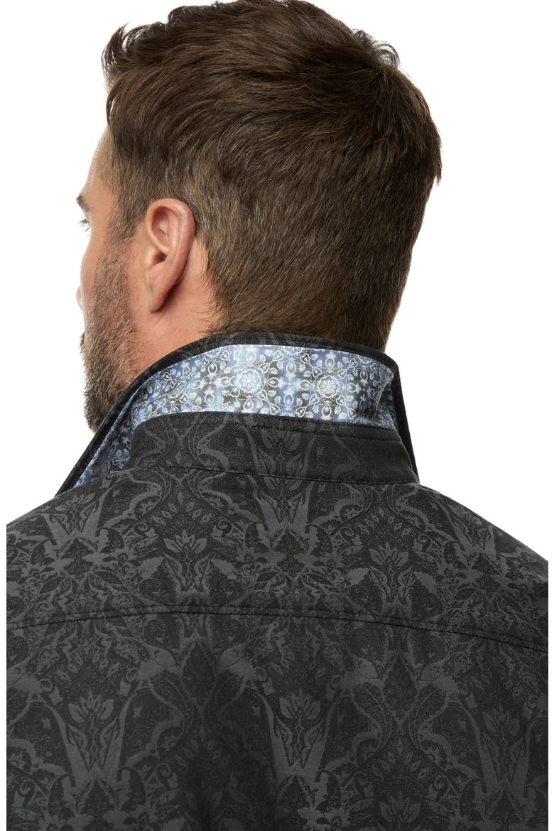Highland Classic Fit Tapestry Print Cotton Button-Up Shirt, Alternate, color, CHARCOAL