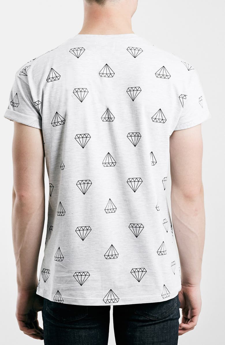 Topman Diamond Print T-Shirt, Alternate, color, 