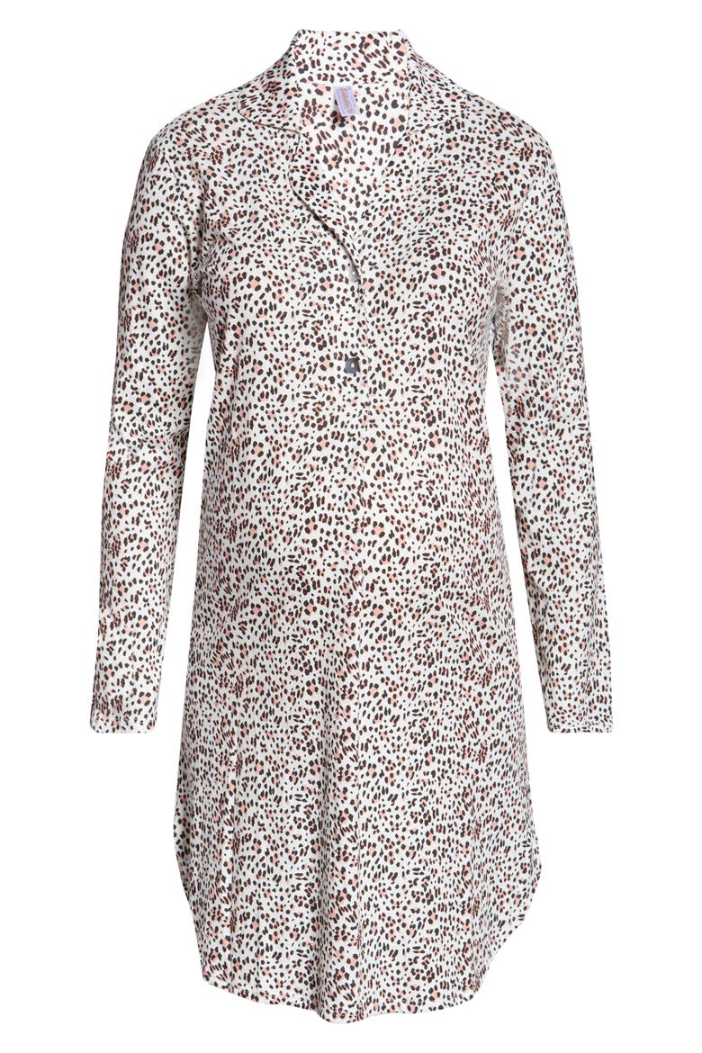 Luxe Animal Print Maternity/Nursing Nightshirt, Alternate, color, LEOPARD PRINT