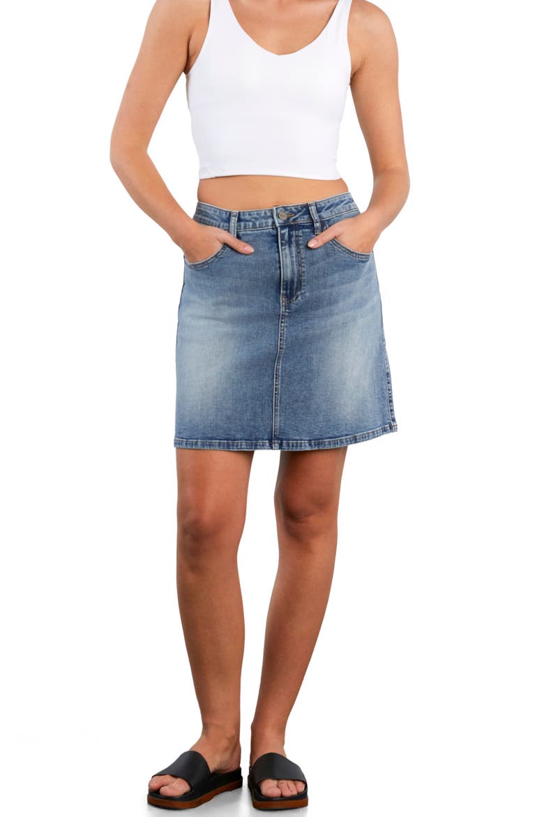 A-Line Denim Skirt, Alternate, color, CLASSIC BLUE