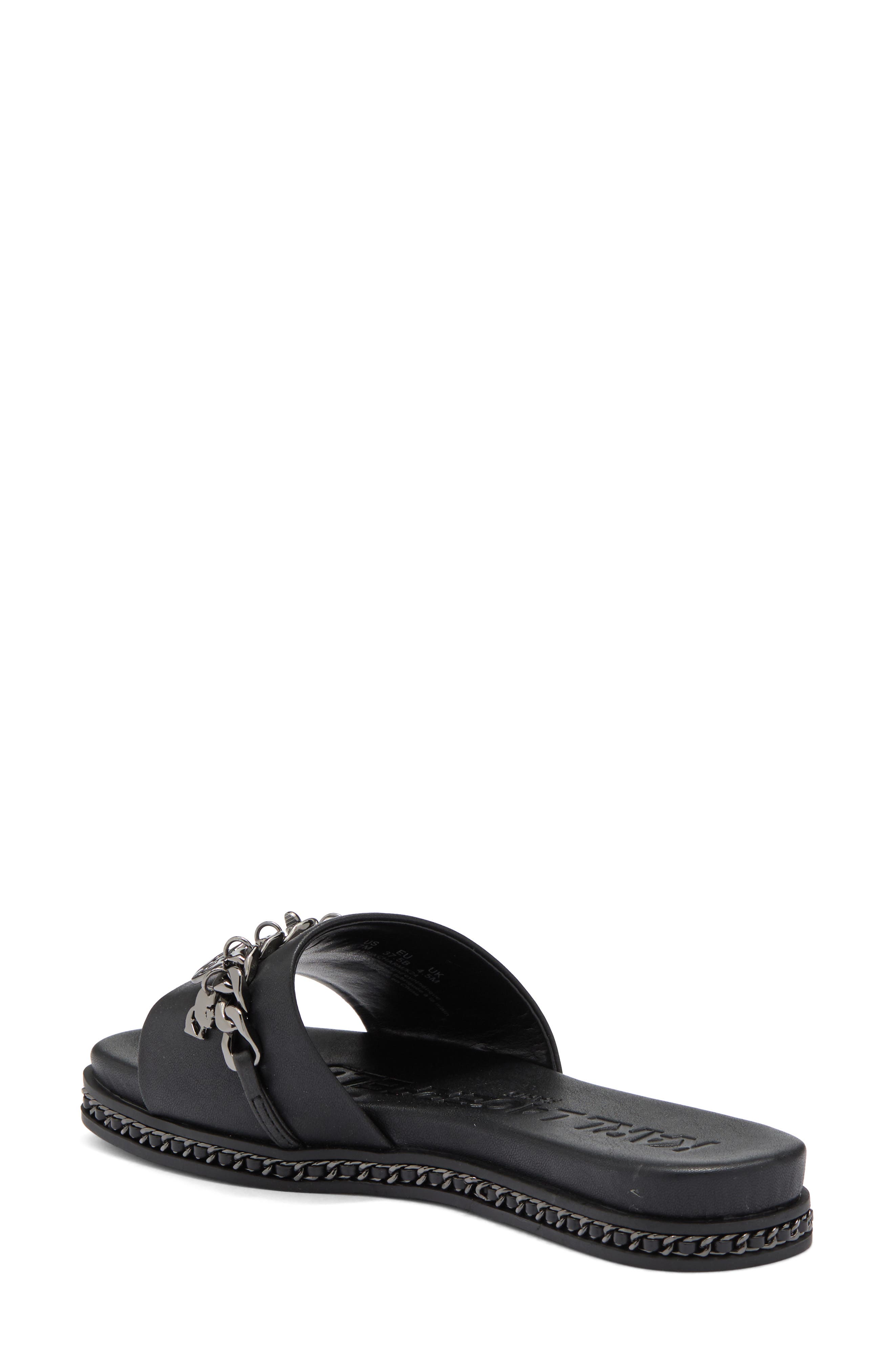 KARL LAGERFELD PARIS Basia Charm Chain Slide Sandal, Alternate, color, Black/ Gunmetal