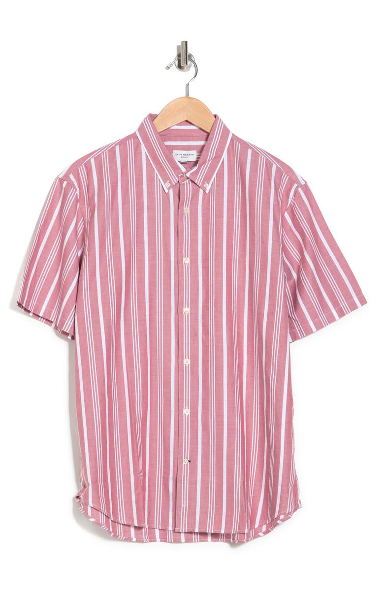 Club Monaco Short Sleeve Copper Striped Button Front Shirt, Alternate, color, 