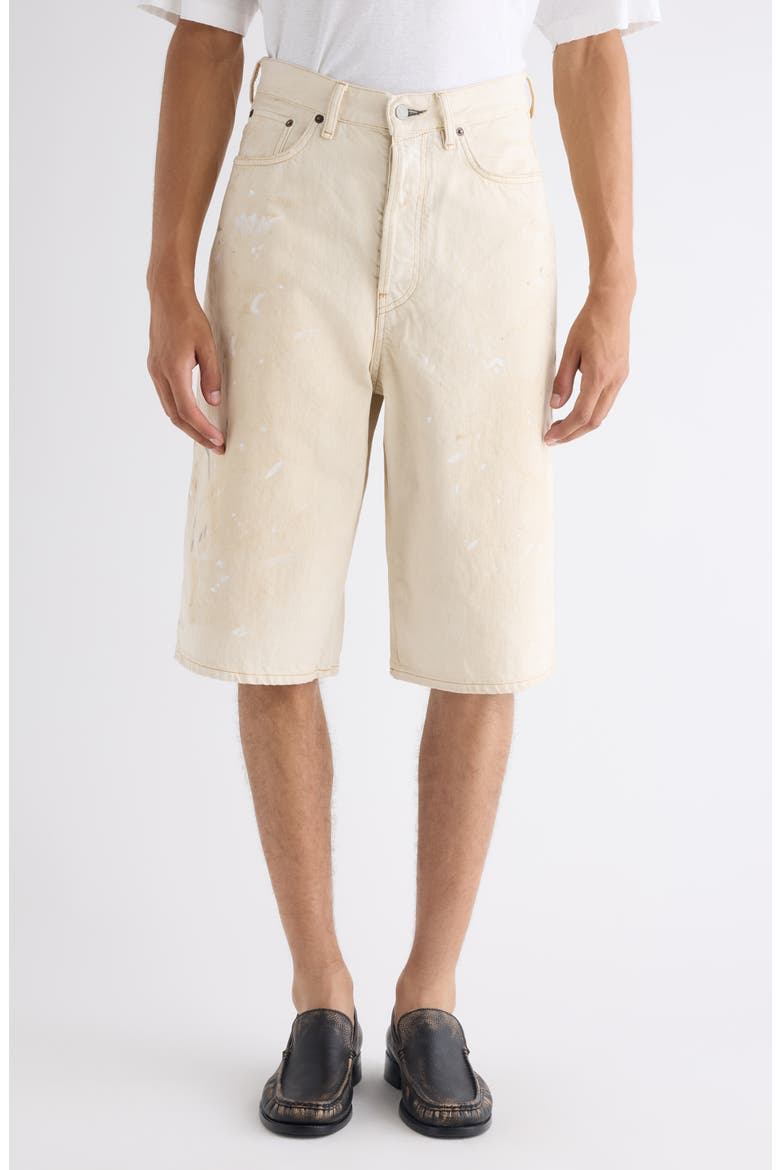 Judda Trafalgar Paint Splattered Denim Bermuda Shorts, Main, color, WHITE