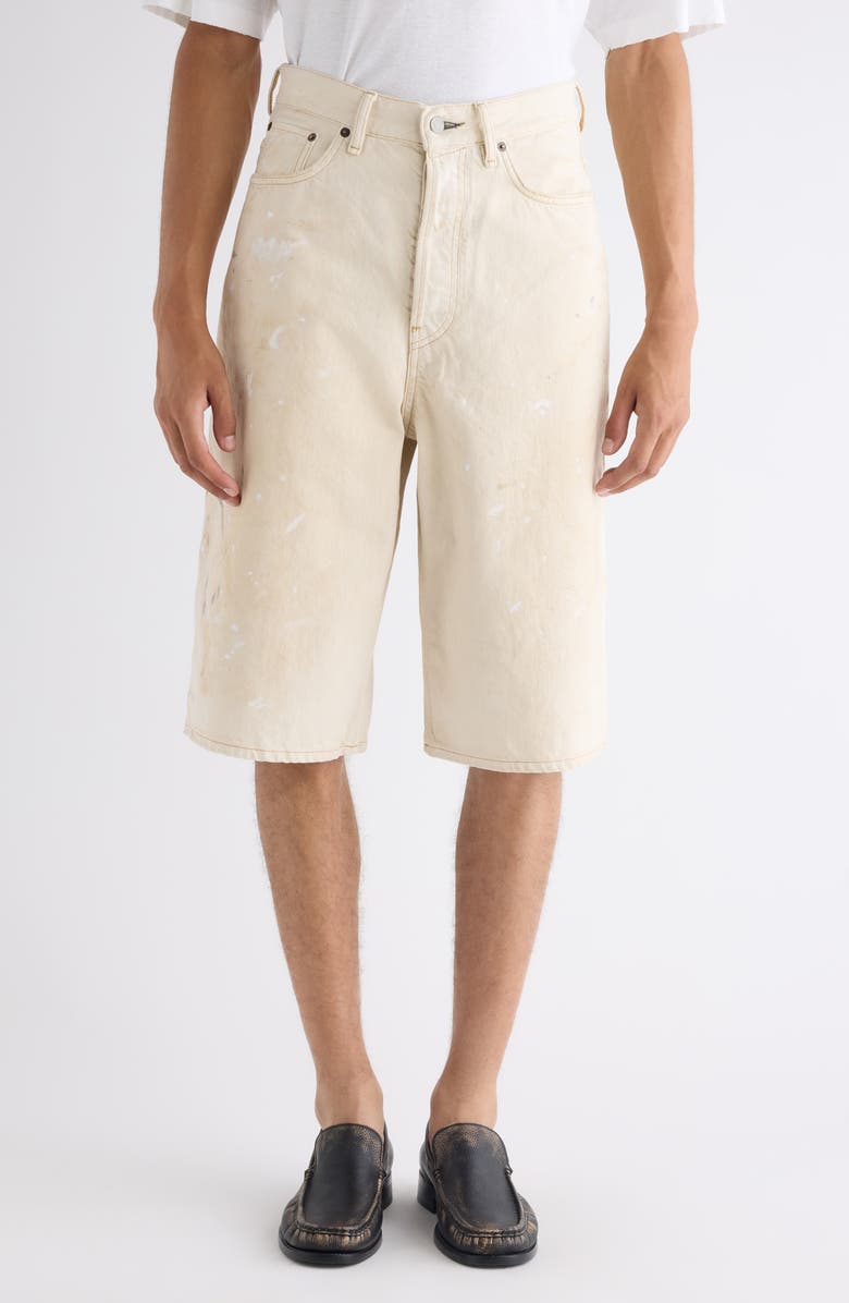 Acne Studios Judda Trafalgar Paint Splattered Denim Bermuda Shorts, Main, color, White