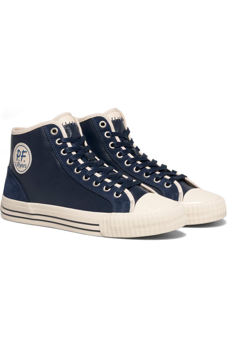 P.F. Flyers Center Vintage High-Top Leather & Suede Sneaker, Alternate, color, Navy-Antique White