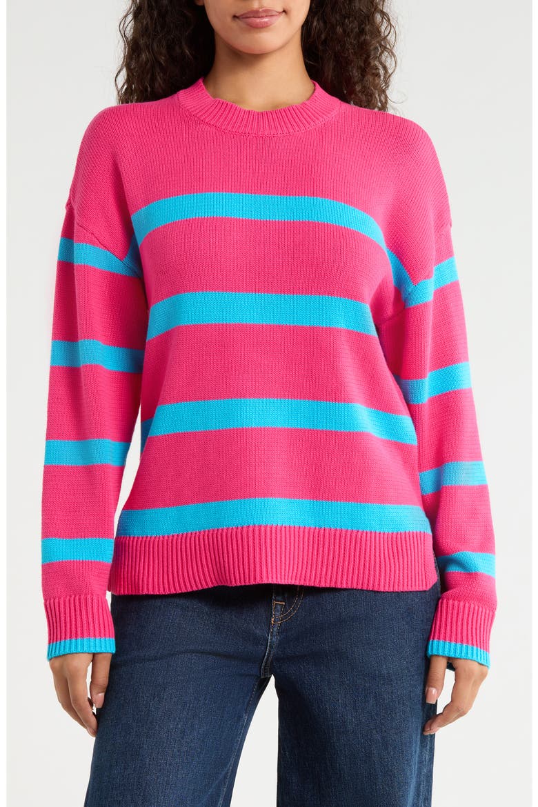 Saphy Stripe Sweater, Main, color, FUCHSIA-MULTI