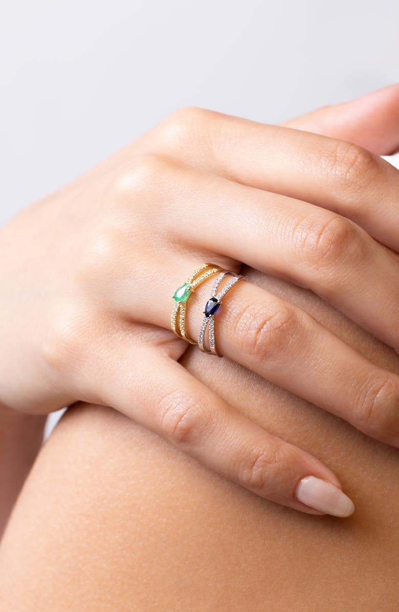 Bony Levy El Mar 18K Gold Gemstone & Diamond Stackable Ring, Alternate, color, 18K White Gold Sapphire