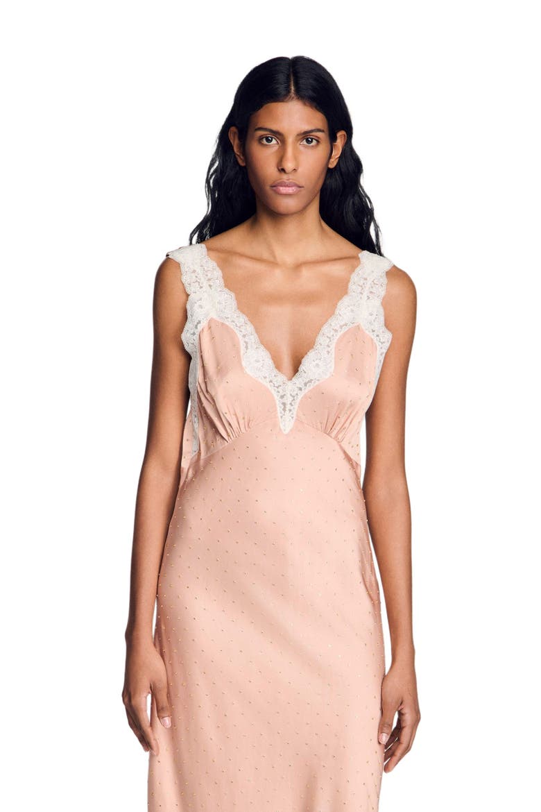 Rhinestone lingerie-style dress, Alternate, color, Nude