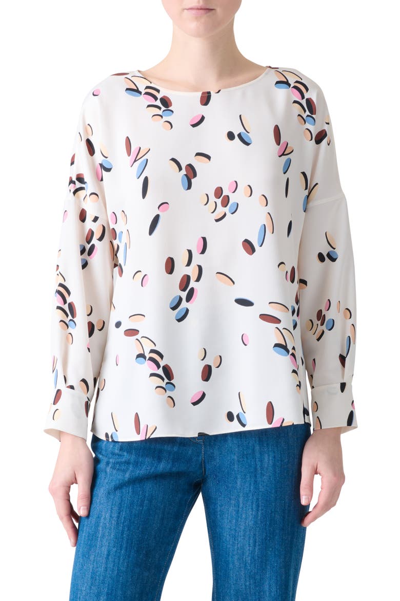 Dropping Dots Satin Top, Main, color, CREAM-MULTICOLOR