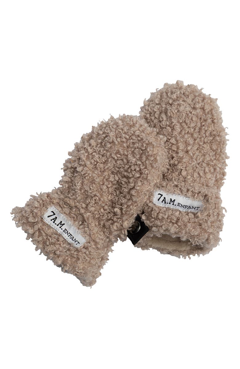 7 A.M. Enfant Teddy Cub Hat & Mittens Set, Alternate, color, Oatmeal Teddy