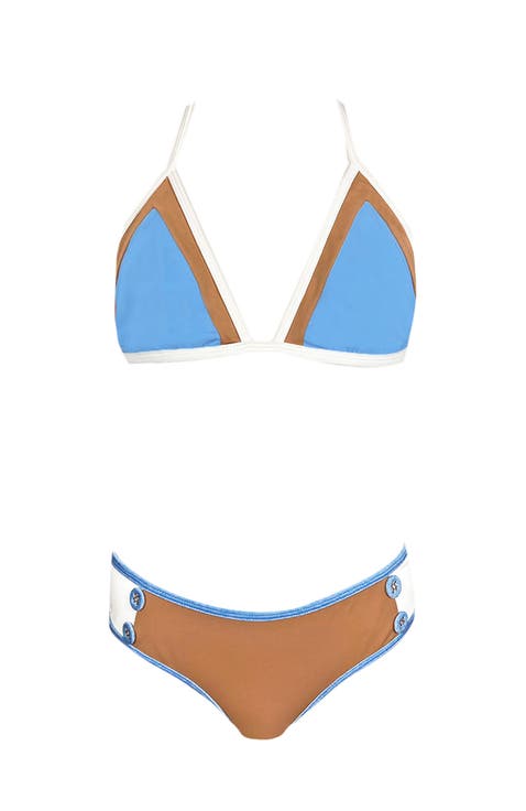 Kids' Double Tone Triangle Two Piece Bikini, Big Kid