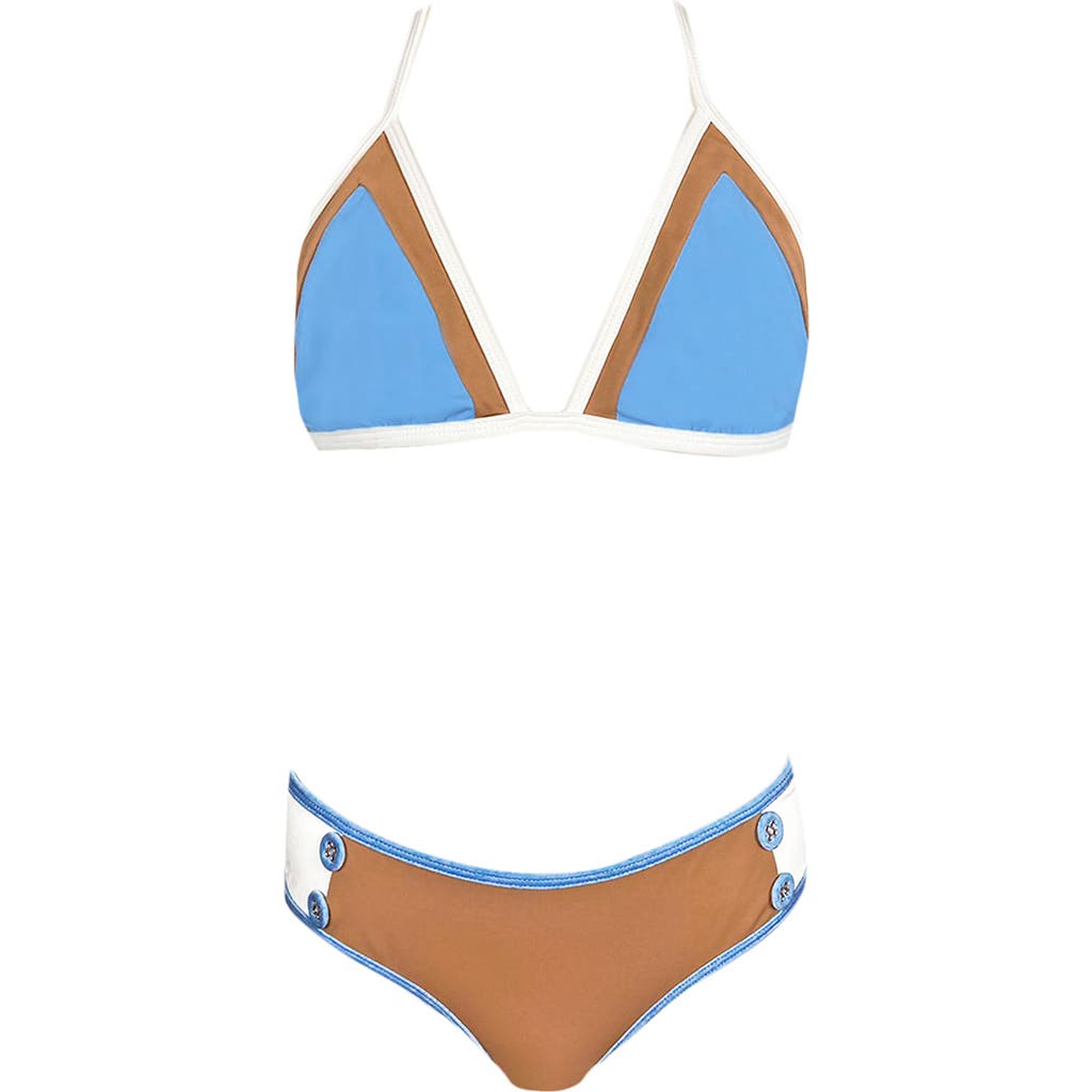 Nessi Byrd Kids' Double Tone Triangle Two Piece Bikini, Big Kid In Multi