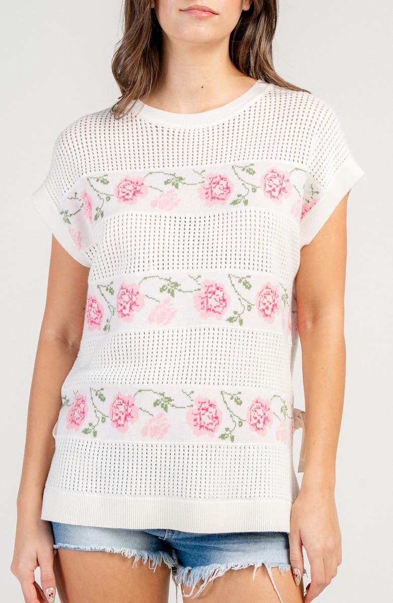 Beivy Rose Mohair Intarsia Sweater, Main, color, Off White