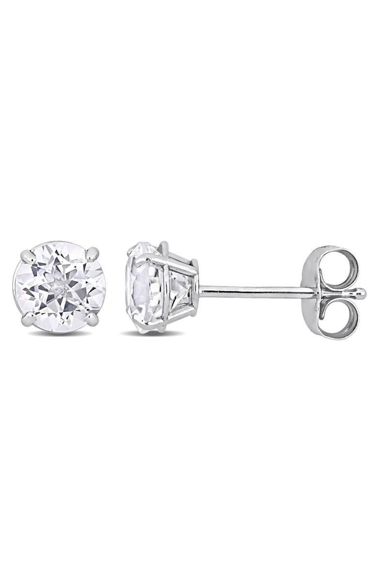 Julianna B. White Topaz Stud Earrings 14k White Gold, Main, color, 