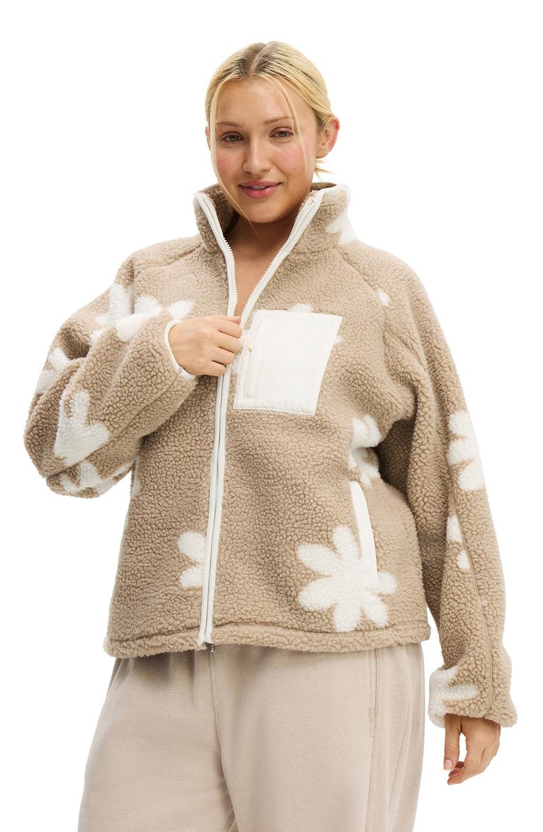 COTTON ON BODY Women's Active Trail Soft Fleece Zip Through, Main, color, Allspice Coconut Milk Flower