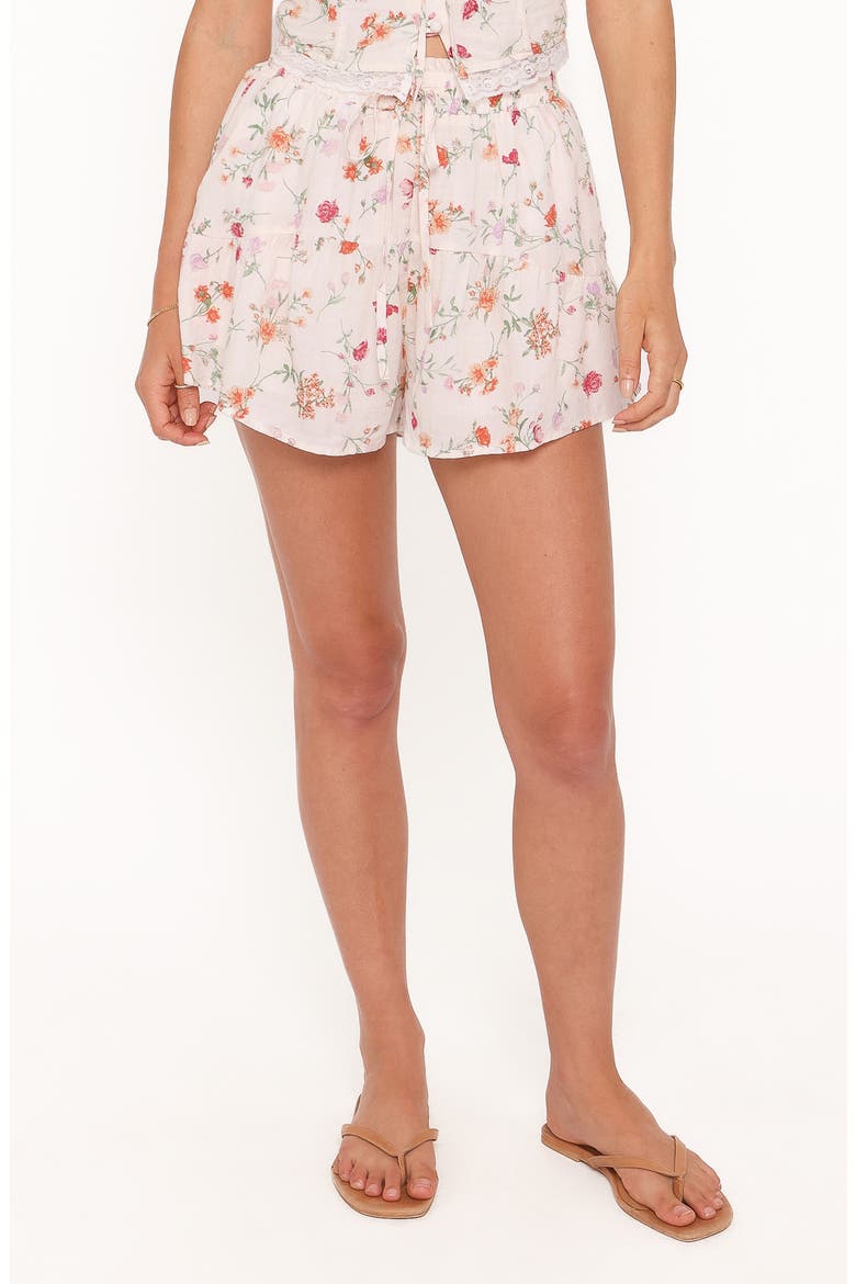 Antonia Floral Drawstring Shorts, Main, color, WHITE POPPY ROSE