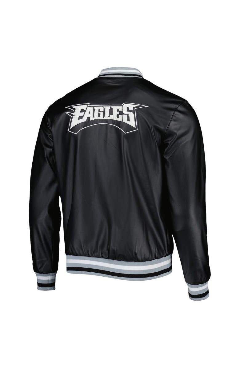 THE WILD COLLECTIVE Men's The Wild Collective Black Philadelphia Eagles Metallic Bomber Full-Snap Jacket, Alternate, color, 