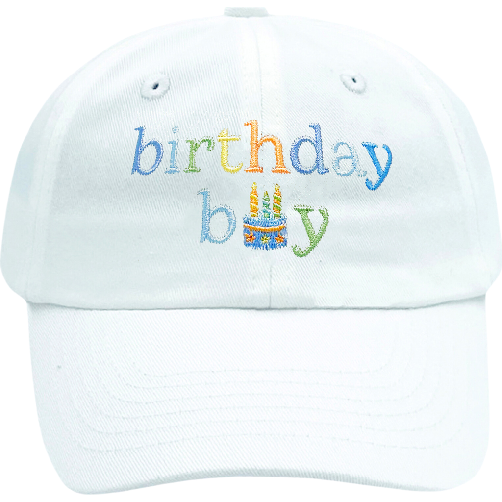 Bits & Bows Birthday Boy Twill Baseball Hat In White