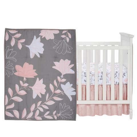 Petals Sateen Cotton Floral 3-Piece Baby Crib Bedding Set