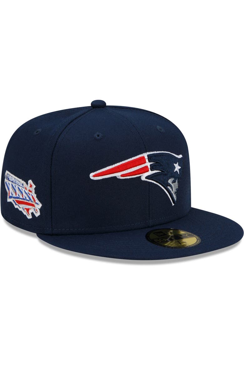 Men's New Era Navy New England Patriots Patch Up Super Bowl XXXVI 59FIFTY Fitted Hat, Main, color, Navy