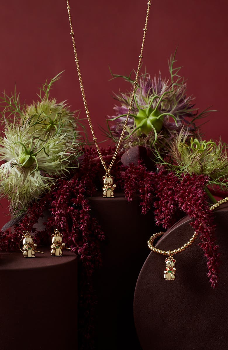 Estella Bartlett Lucky Cat Sienna Stretch Bracelet, Alternate, color, Gold