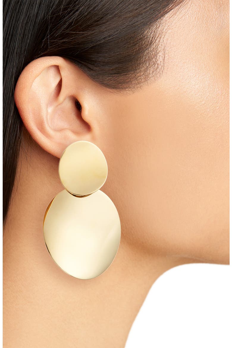 gold standard double drop earrings, Alternate, color, GOLD