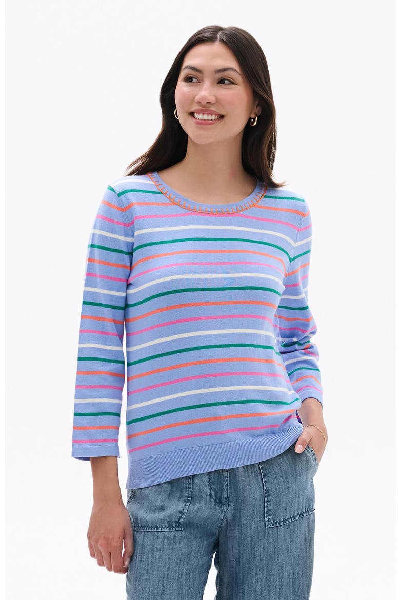 Stripe Embroidered Cotton T-Shirt Shirt, Alternate, color, PURPLE