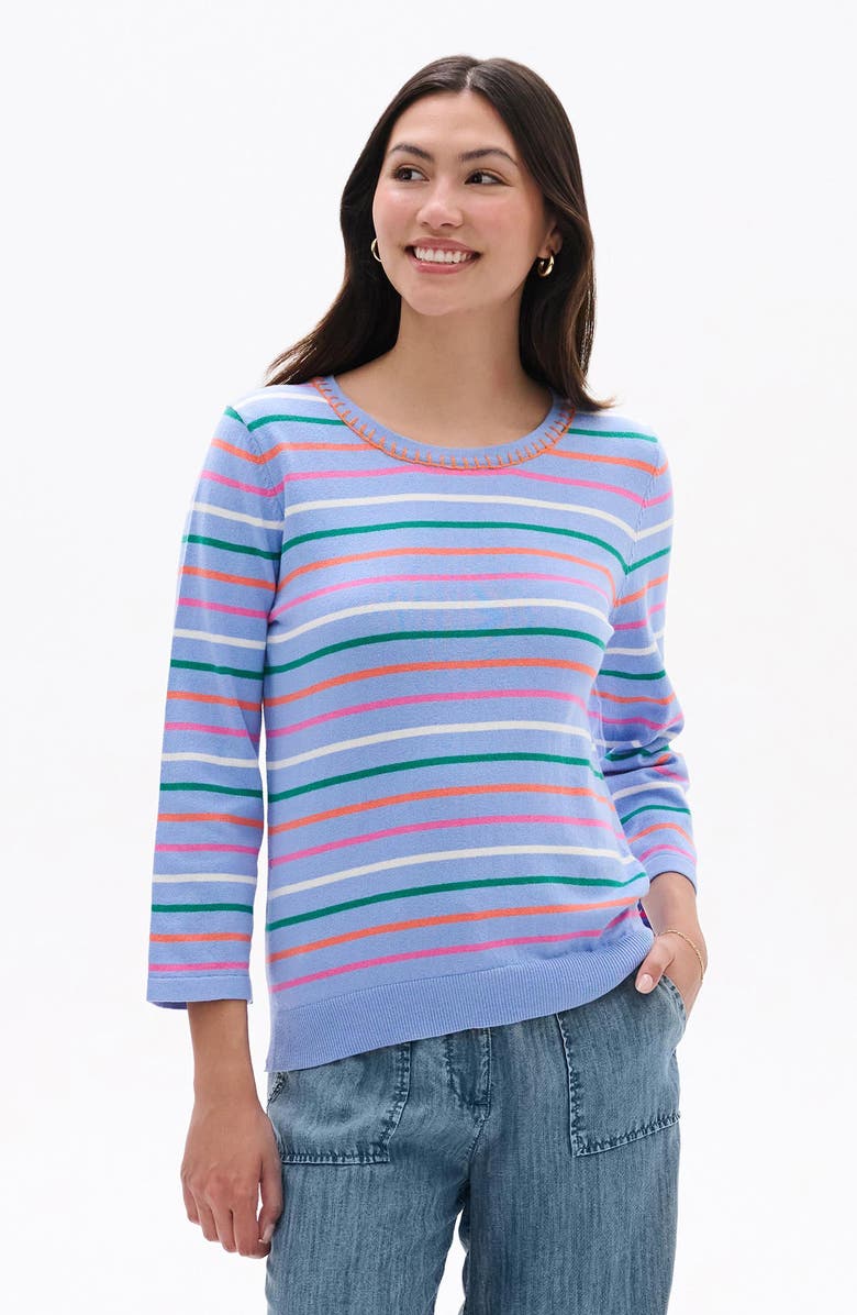 Hatley Stripe Embroidered Cotton T-Shirt Shirt, Alternate, color, Purple