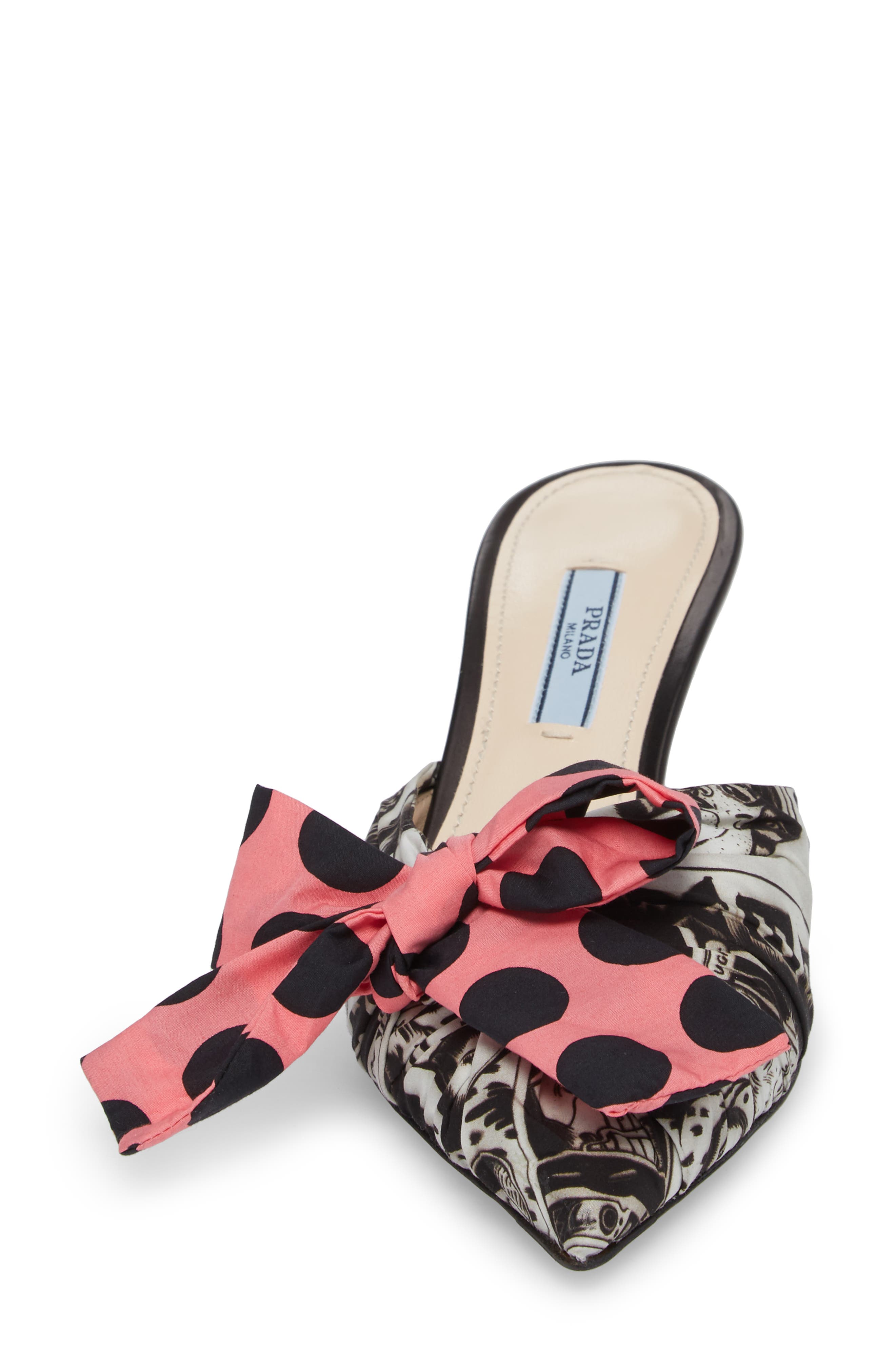 Prada Bow Pointy Toe Mule, Alternate, color, 
