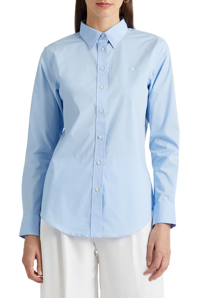 Easy Care Stretch Cotton Shirt, Main, color, BLUE