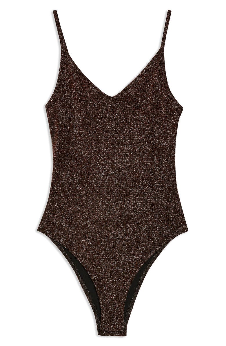 Topshop Metallic Bodysuit, Alternate, color, 
