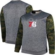 FANATICS Men's Fanatics Branded Heather Charcoal Philadelphia 76ers Big & Tall Camo Stitched Sweatshirt