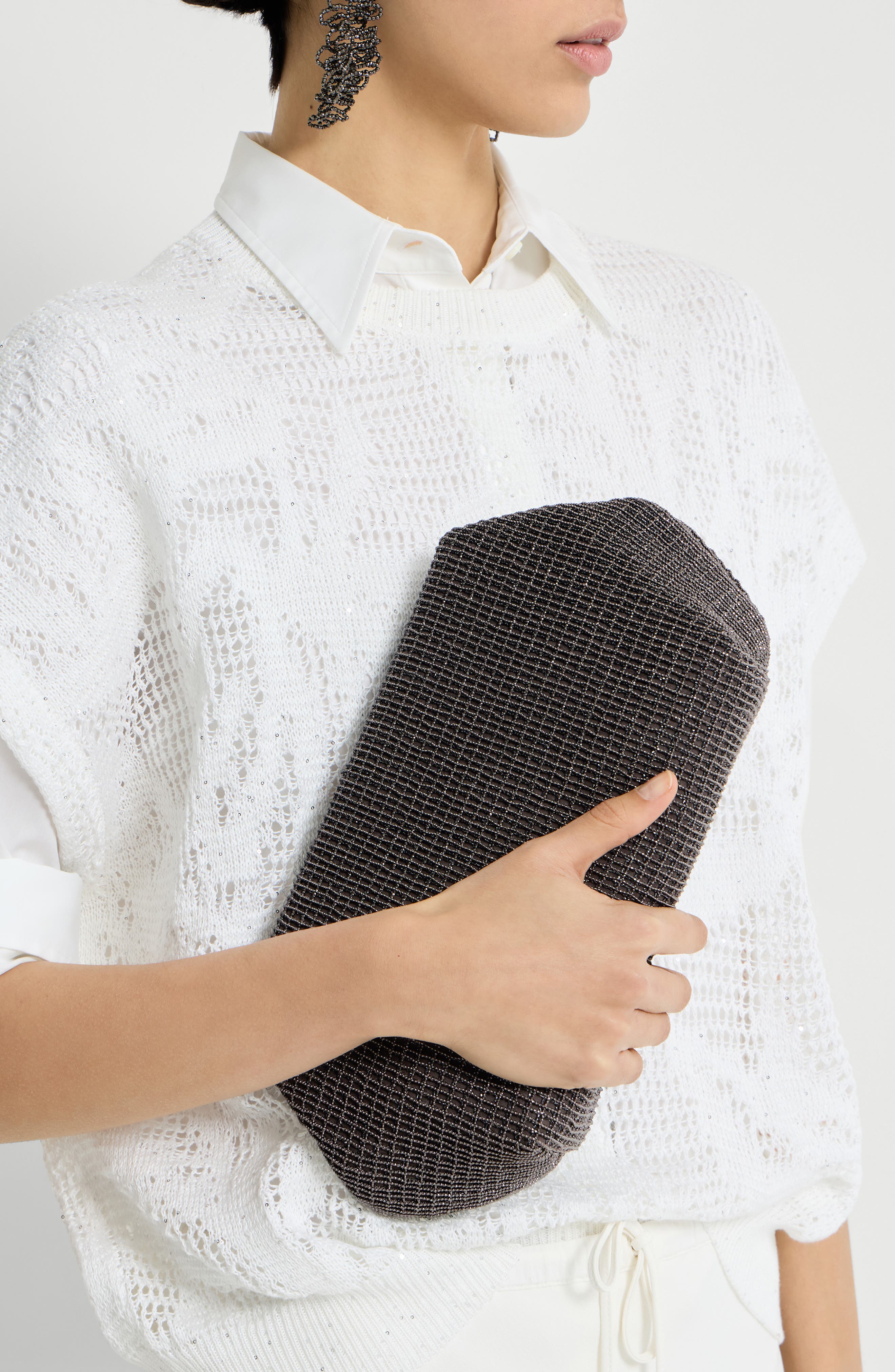 Brunello Cucinelli Precious pouch bag, Alternate, color, Black