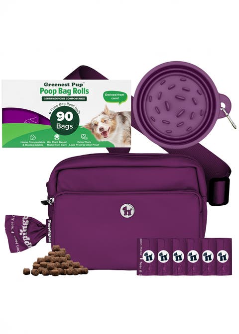 Walk Star Kit 3-in-1 Dog Walk Bag & Bowl plus Matching 90 Refill Dog Waste Bags