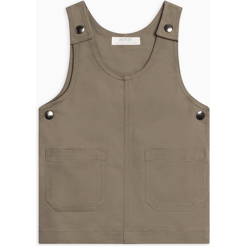 Kendi Kids' Alma Twill Jumper Dress In Green