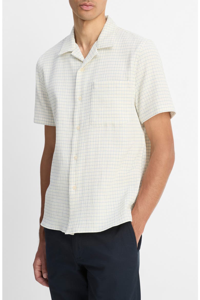 Provence Check Cotton Seersucker Camp Shirt, Alternate, color, HORCHATA/ CALIFORNIA