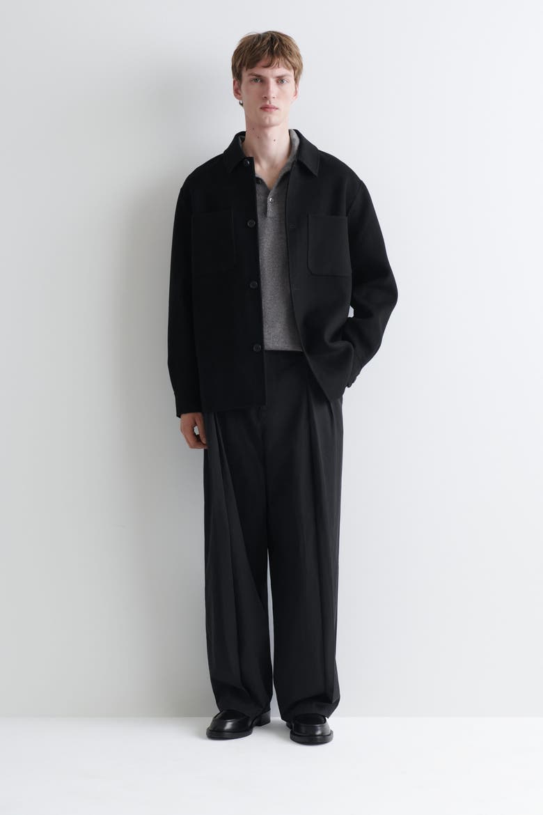 Double-faced Wool Overshirt, Alternate, color, BLACK