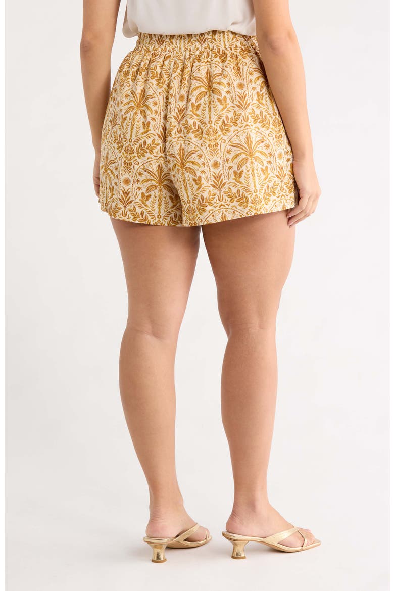 Calina Tropical High Waist Shorts, Alternate, color, CREAM-BROWN