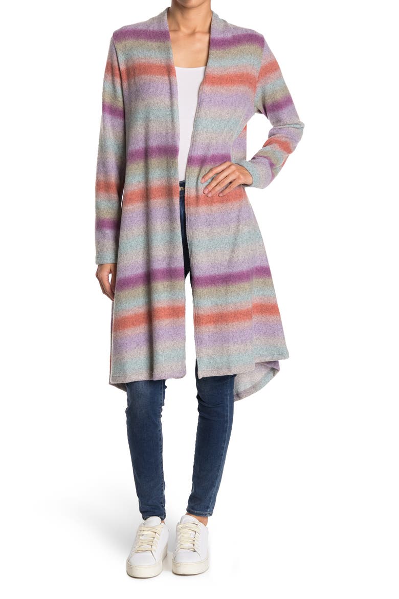 Brushed Ombrè Open Cardigan, Main, color, PINK