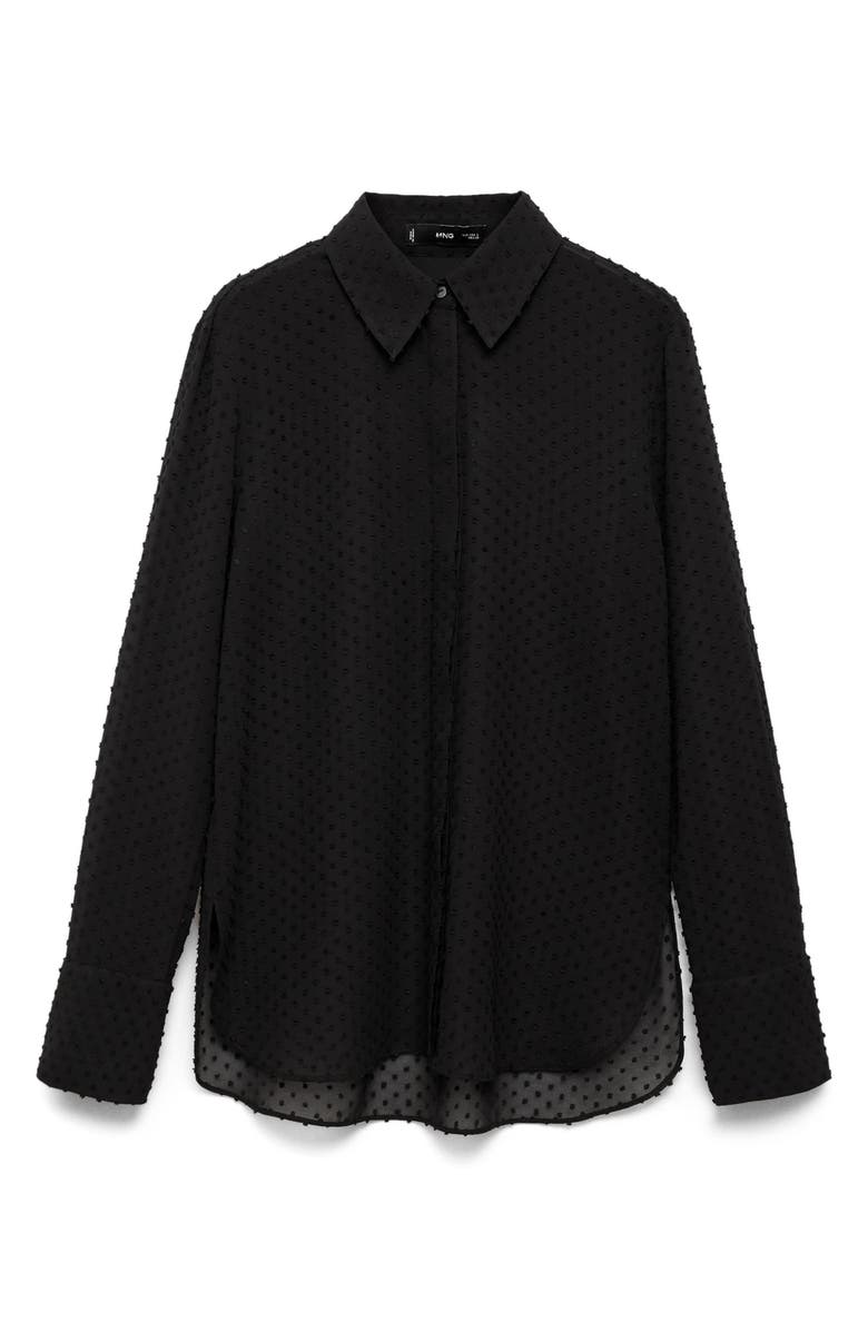 MANGO Plumeti Clip Dot Button-Up Shirt, Alternate, color, Black